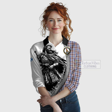 Boswell Tartan Clan Crest Women's Casual Shirt with Highlander Warrior Celtic Style Female - Tartan Vibes Clothing