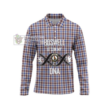 Boswell Tartan Long Sleeve Polo Shirt with Family Crest DNA In Me Style Unisex - Tartan Vibes Clothing