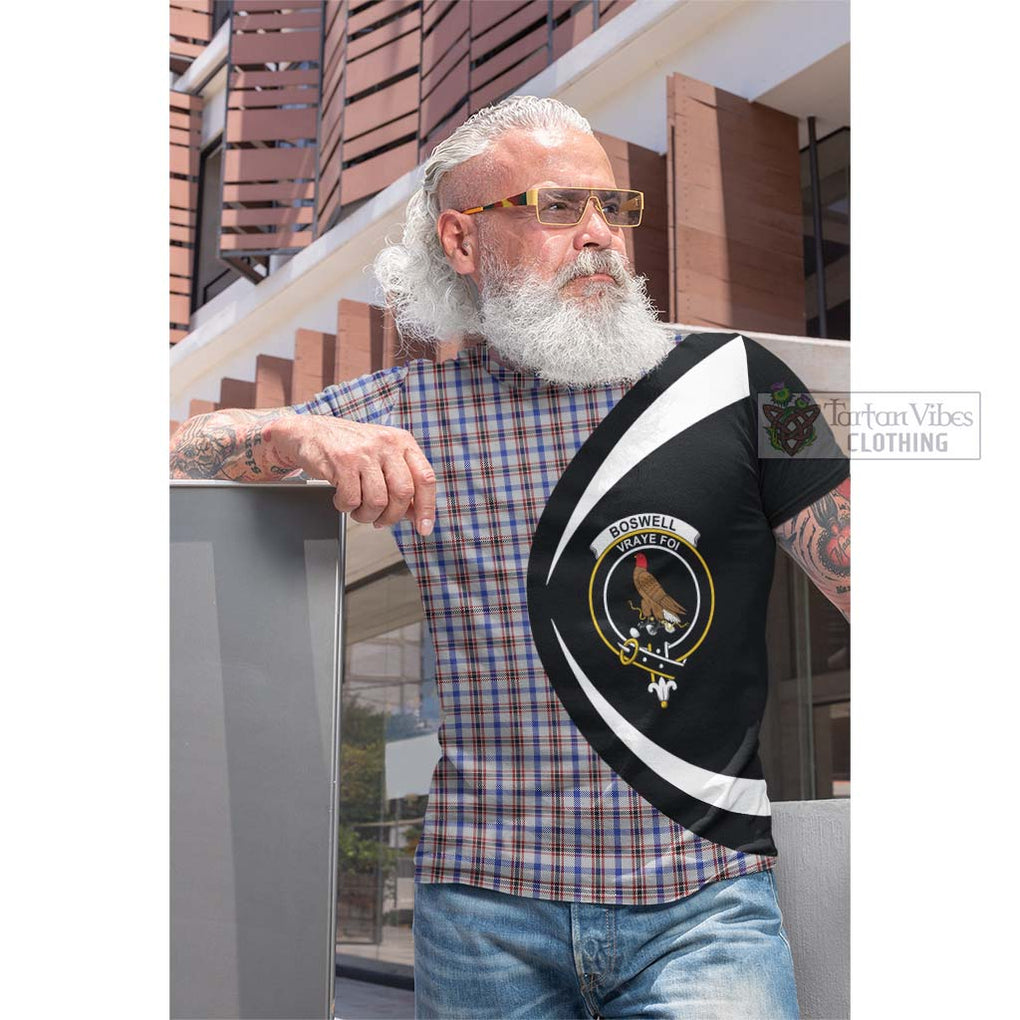 Boswell Tartan Cotton T-shirt with Family Crest Circle Style Men's Shirt - Tartan Vibes Clothing