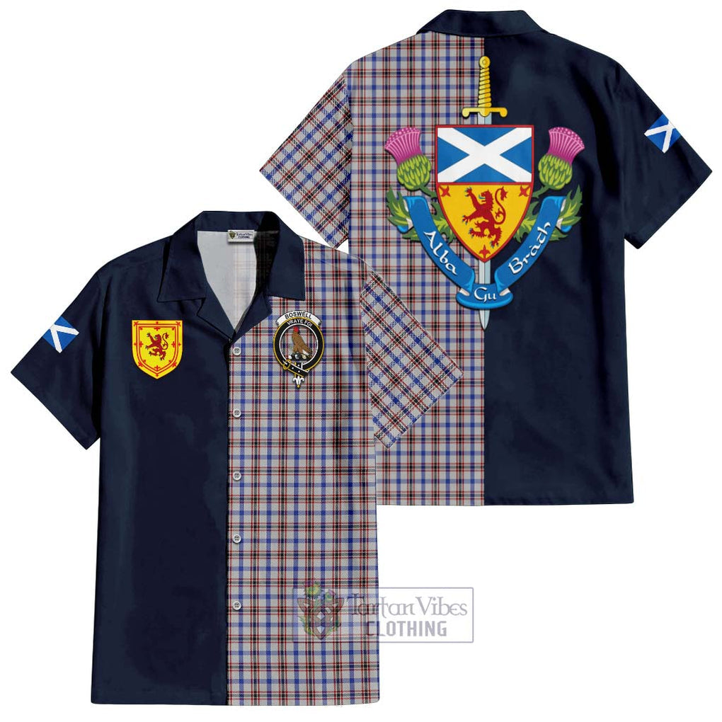 Boswell Tartan Hawaiian Shirt Alba with Scottish Lion Royal Arm Half Style Kid - Tartan Vibes Clothing