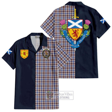 Boswell Tartan Hawaiian Shirt Alba with Scottish Lion Royal Arm Half Style Kid - Tartan Vibes Clothing