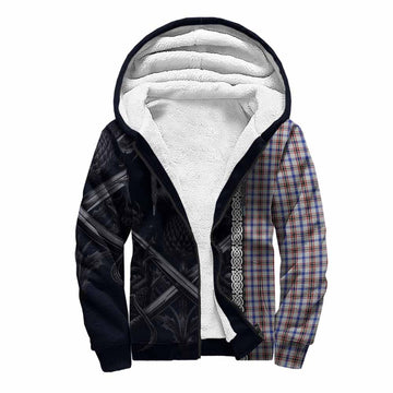 Boswell Tartan Sherpa Hoodie with Family Crest Cross Sword Thistle Celtic Vibes Unisex S - Tartan Vibes Clothing