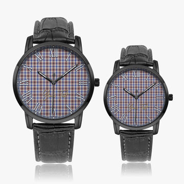 Boswell Tartan Personalized Your Text Leather Trap Quartz Watch Wide Type - Tartan Vibes Clothing