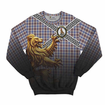 Boswell Crest Tartan Sweatshirt with Golden Lion Emblem Celtic Style Unisex - Tartan Vibes Clothing