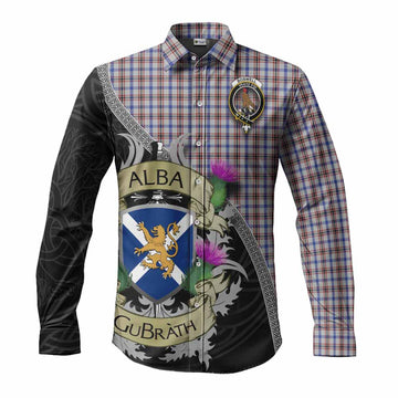 Boswell Tartan Family Crest Long Sleeve Button Shirt Lion Rampant Royal Thistle Shield Celtic Inspired Men's Shirt S - Tartan Vibes Clothing