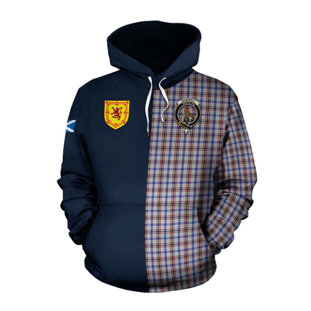 Boswell Tartan Cotton Hoodie Alba with Scottish Lion Royal Arm Half Style Pullover Hoodie XS - Tartan Vibes Clothing