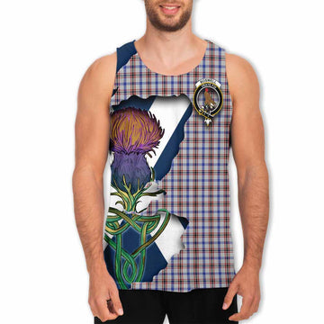 Tartan Vibes Clothing Boswell Tartan Family Crest Men's Tank Top Scottish Thistle Celtic Inspired