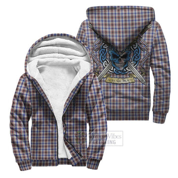 Boswell Tartan Sherpa Hoodie with Family Crest Celtic Skull Style Unisex S - Tartan Vibes Clothing