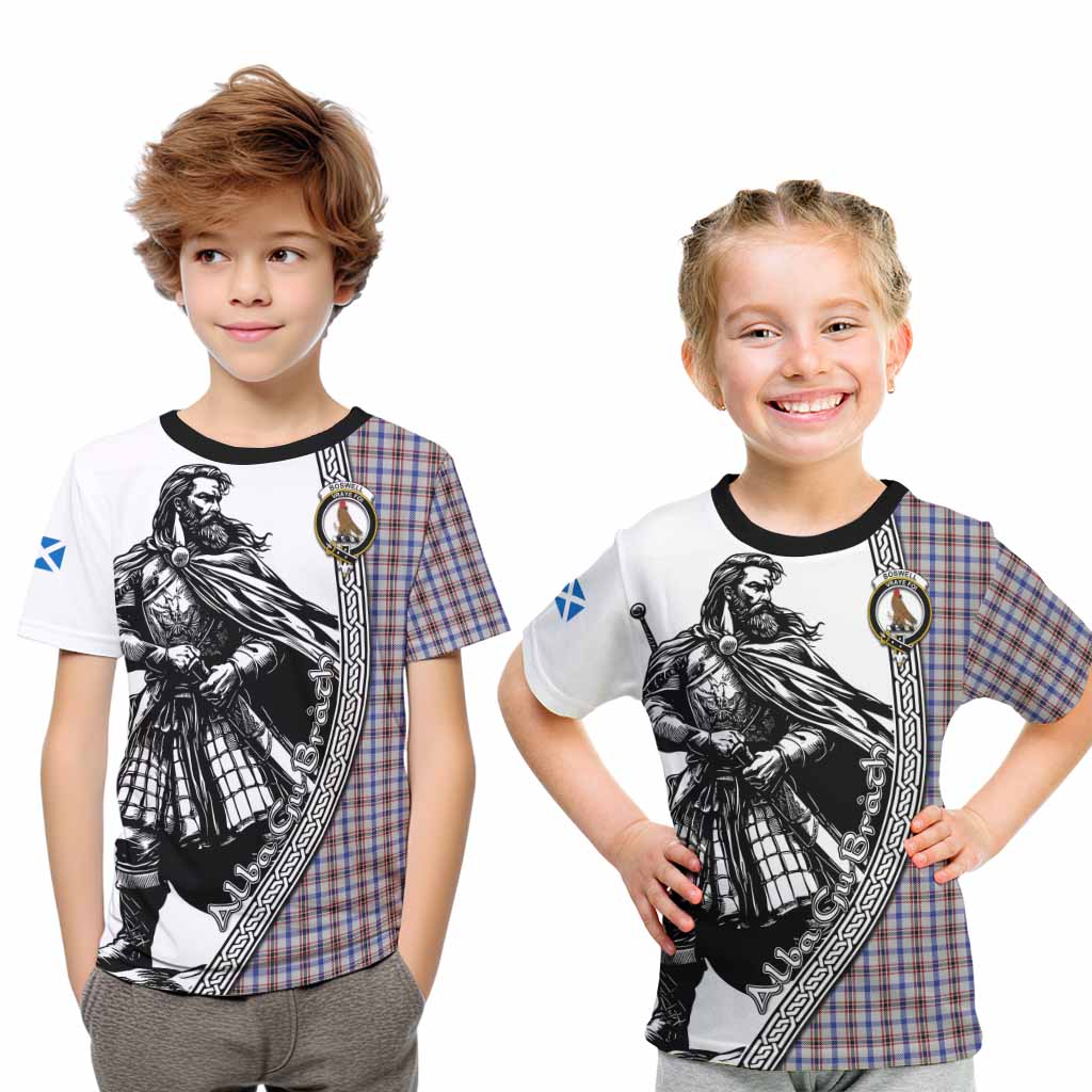 Boswell Tartan Clan Crest Kid T-Shirt with Highlander Warrior Celtic Style Youth XL Size14 - Tartan Vibes Clothing