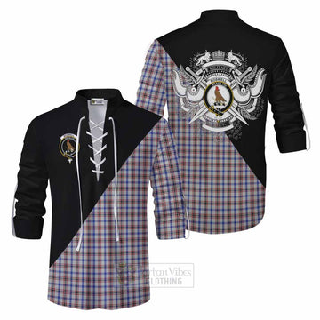 Boswell Tartan Ghillie Kilt Shirt with Family Crest and Military Logo Style Men - Tartan Vibes Clothing