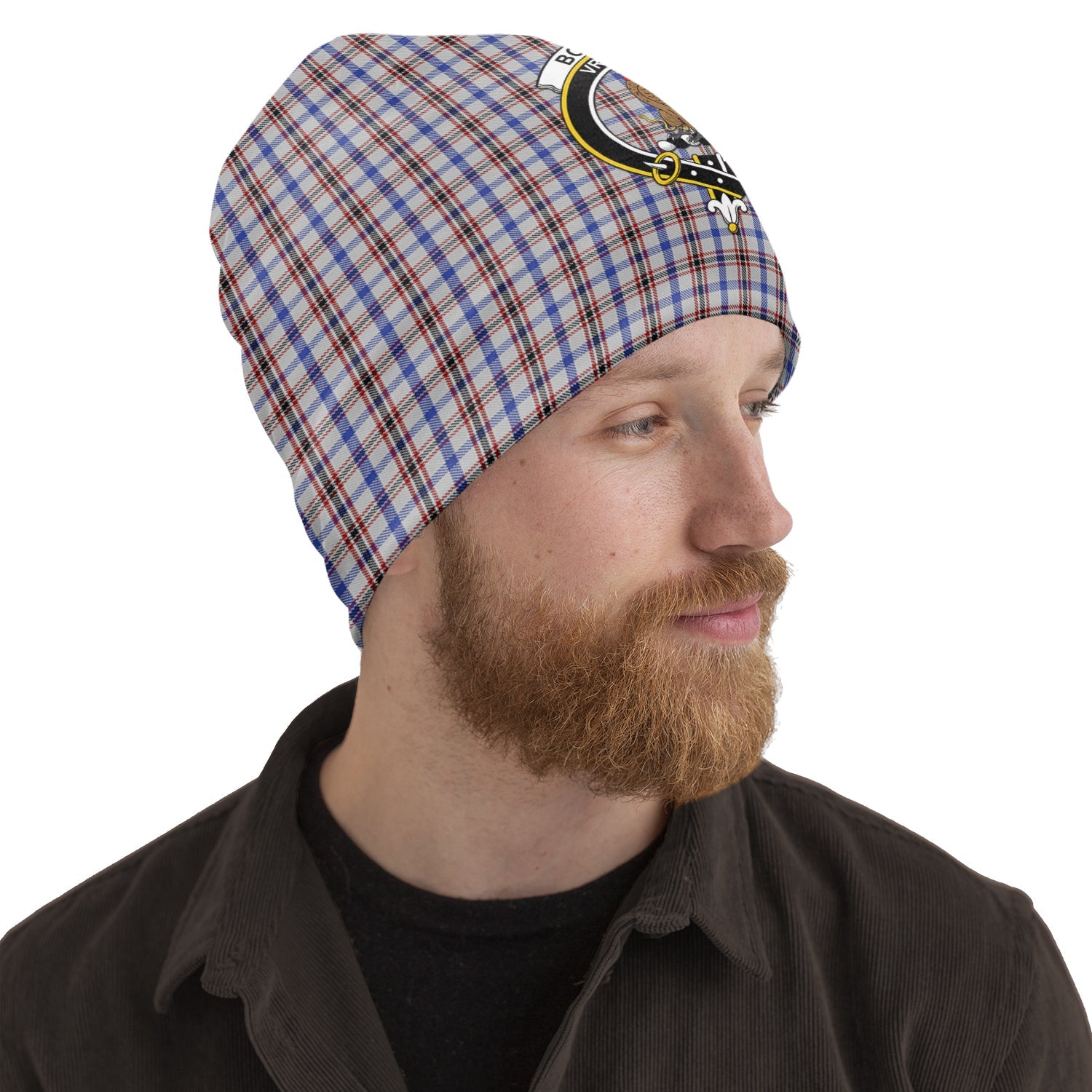Boswell Tartan Beanies Hat with Family Crest Adult 10.8 × 11 inches - Tartan Vibes Clothing