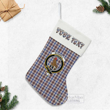 Boswell Tartan Family Crest Christmas Stocking with Personalized Text - Tartan Vibes Clothing