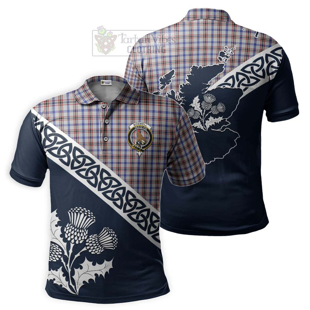 Boswell Tartan Polo Shirt Featuring Thistle and Scotland Map Kid - Tartanvibesclothing Store