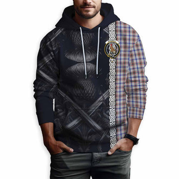 Boswell Tartan Hoodie with Family Crest Cross Sword Thistle Celtic Vibes Pullover Hoodie - Tartan Vibes Clothing