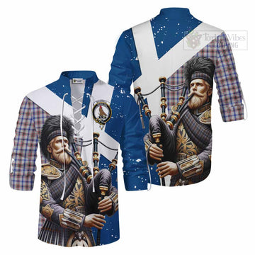 Boswell Tartan Ghillie Kilt Shirt with Family Crest Scottish Bagpiper Vibes Men - Tartan Vibes Clothing