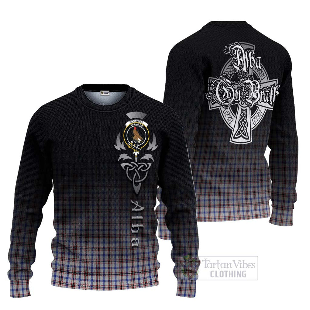 Boswell Tartan Ugly Sweater Featuring Alba Gu Brath Family Crest Celtic Inspired Unisex - Tartan Vibes Clothing