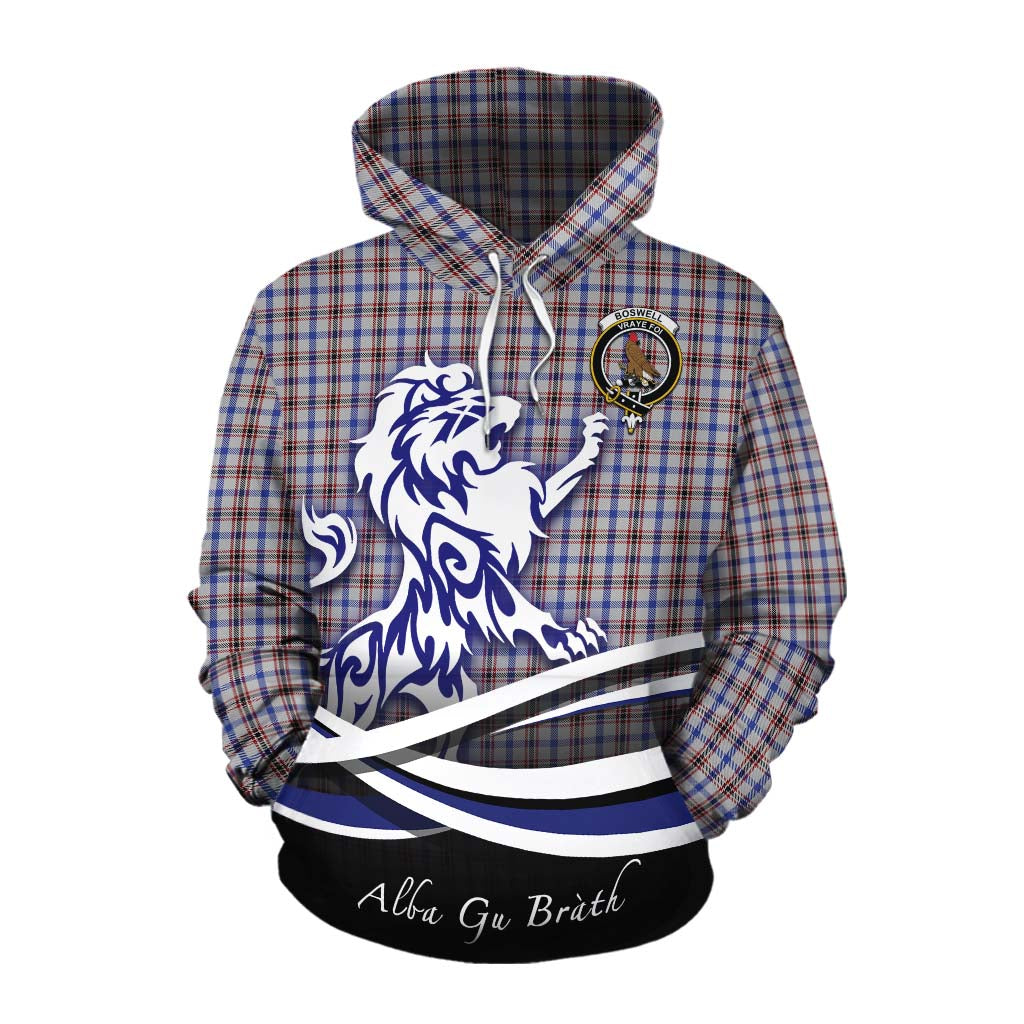 Boswell Tartan Cotton Hoodie with Alba Gu Brath Regal Lion Emblem Pullover Hoodie XS - Tartan Vibes Clothing