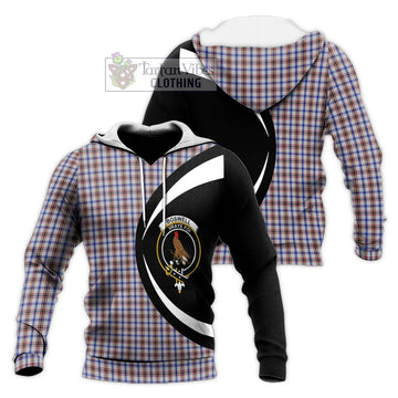 Boswell Tartan Knitted Hoodie with Family Crest Circle Style Unisex Knitted Pullover Hoodie - Tartan Vibes Clothing