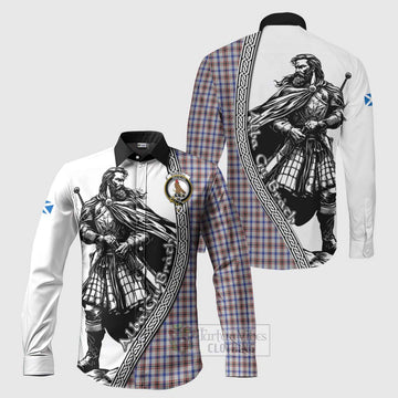 Boswell Tartan Clan Crest Long Sleeve Button Shirt with Highlander Warrior Celtic Style Men's Shirt S - Tartan Vibes Clothing
