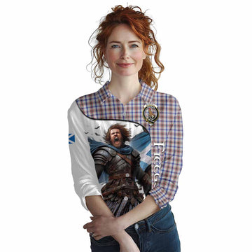 Boswell Crest Tartan Women's Casual Shirt Inspired by the Freedom of Scottish Warrior Female - Tartan Vibes Clothing