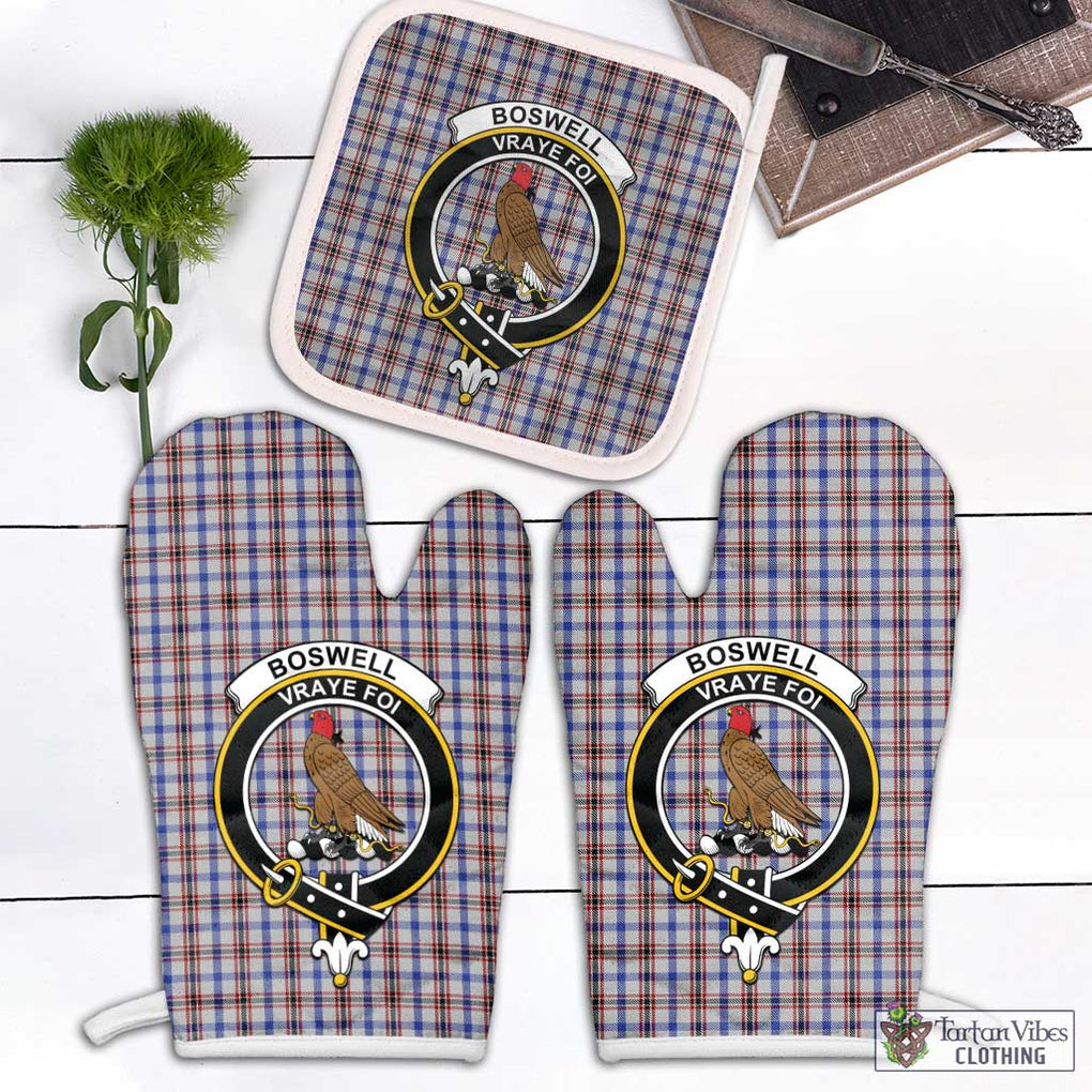 Boswell Tartan Combo Oven Mitt & Pot-Holder with Family Crest White - Tartan Vibes Clothing