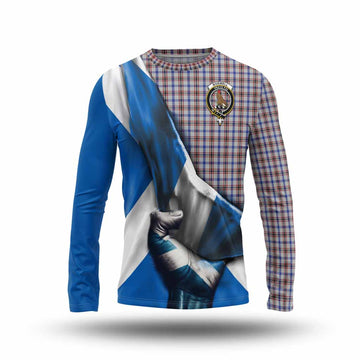 Boswell Tartan Long Sleeve T-Shirt with Family Crest Scotland Patriotic Style Unisex - Tartan Vibes Clothing