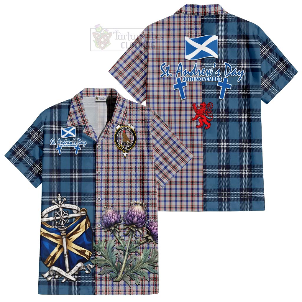 Boswell Tartan Hawaiian Shirt Happy St. Andrew's Day Half Tartan Style Kid - Tartan Vibes Clothing