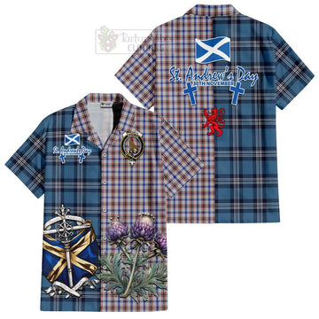 Boswell Tartan Hawaiian Shirt Happy St. Andrew's Day Half Tartan Style Kid - Tartan Vibes Clothing
