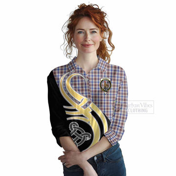 Boswell Tartan Women's Casual Shirt with Family Crest and Celtic Symbol Style Female - Tartan Vibes Clothing
