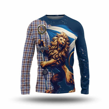 Boswell Tartan Family Crest Long Sleeve T-Shirt with Scottish Majestic Lion Unisex - Tartan Vibes Clothing