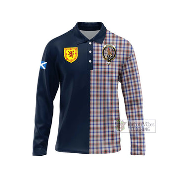 Boswell Tartan Long Sleeve Polo Shirt Alba with Scottish Lion Royal Arm Half Style Unisex - Tartan Vibes Clothing