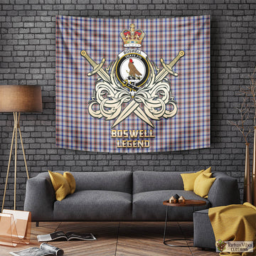 Boswell Tartan Tapestry with Clan Crest and the Golden Sword of Courageous Legacy Tapestry - Tartan Vibes Clothing