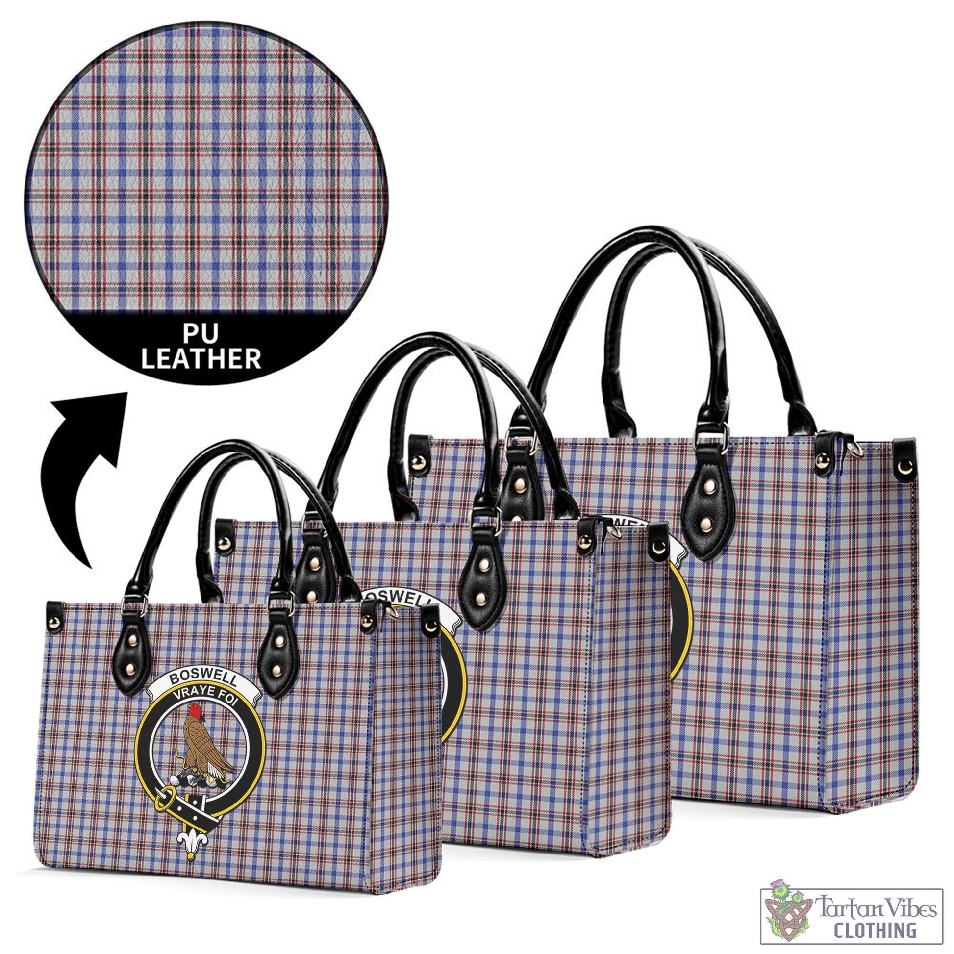 Boswell Tartan Luxury Leather Handbags with Family Crest L - Tartan Vibes Clothing