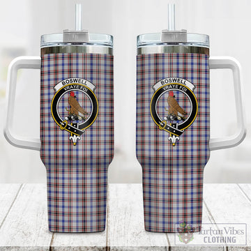 Boswell Tartan Tumbler with Handle with Family Crest One Size 40 OZ - Tartan Vibes Clothing