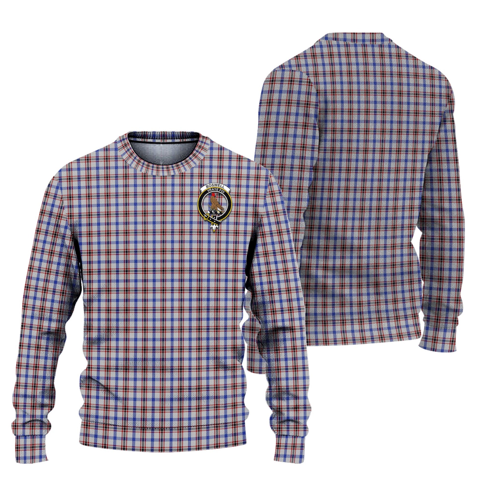 Boswell Tartan Ugly Sweater with Family Crest Unisex - Tartan Vibes Clothing