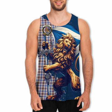 Boswell Tartan Family Crest Men's Tank Top with Scottish Majestic Lion Men - Tartan Vibes Clothing