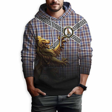 Boswell Crest Tartan Hoodie with Golden Lion Emblem Celtic Style Pullover Hoodie - Tartan Vibes Clothing