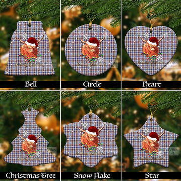 Boswell Tartan Christmas Ceramic Ornaments with Twinkle Highland Cattle Ceramic - Tartan Vibes Clothing
