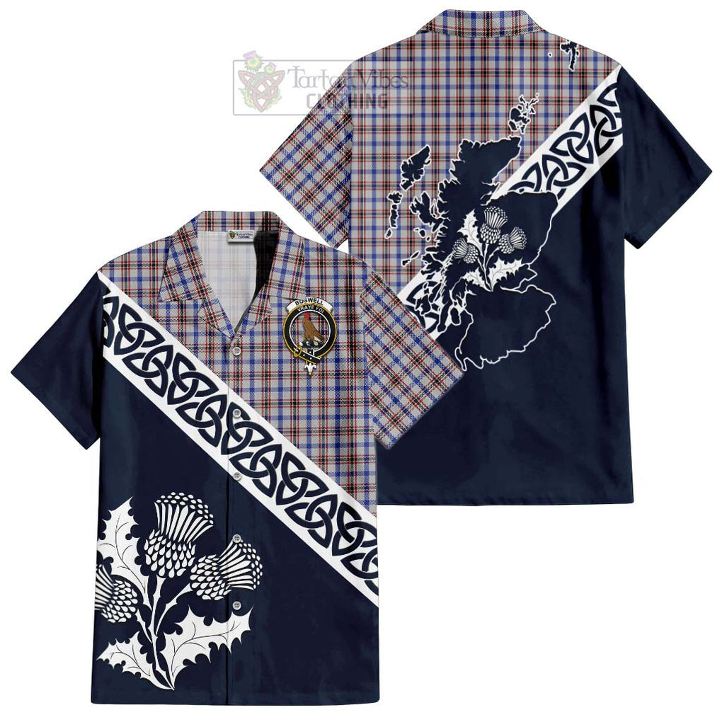 Boswell Tartan Hawaiian Shirt Featuring Thistle and Scotland Map Kid - Tartan Vibes Clothing