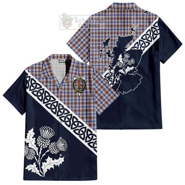 Boswell Tartan Hawaiian Shirt Featuring Thistle and Scotland Map Kid - Tartan Vibes Clothing