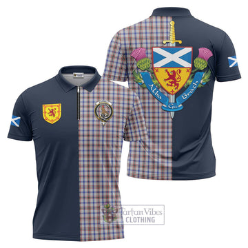Boswell Tartan Zipper Polo Shirt Alba with Scottish Lion Royal Arm Half Style Unisex - Tartan Vibes Clothing