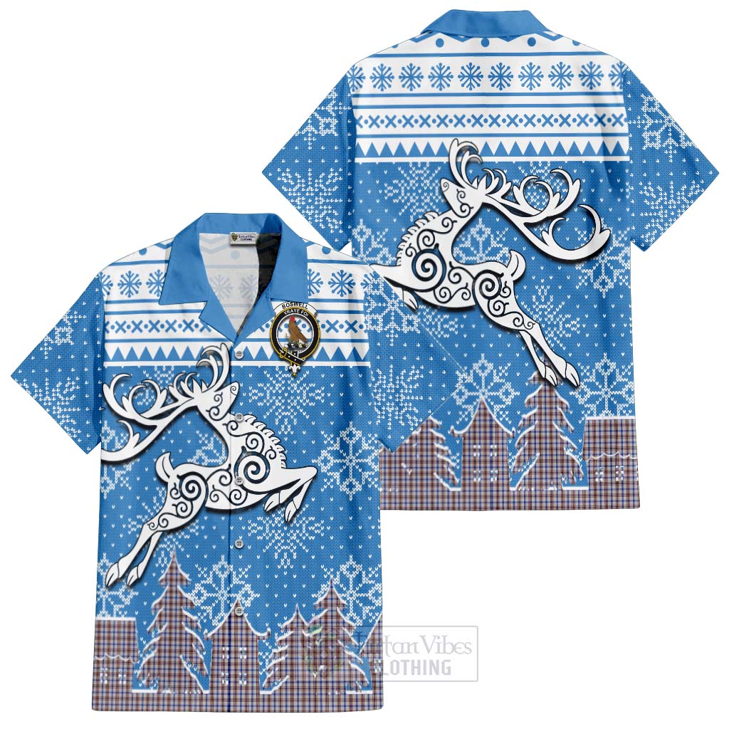 Boswell Clan Christmas Hawaiian Shirt Celtic Reindeer Style Kid - Tartan Vibes Clothing