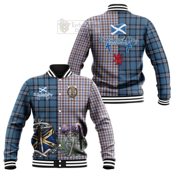 Boswell Tartan Baseball Jacket Happy St. Andrew's Day Half Tartan Style Unisex - Tartan Vibes Clothing