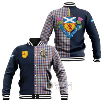 Boswell Tartan Baseball Jacket Alba with Scottish Lion Royal Arm Half Style Unisex - Tartan Vibes Clothing