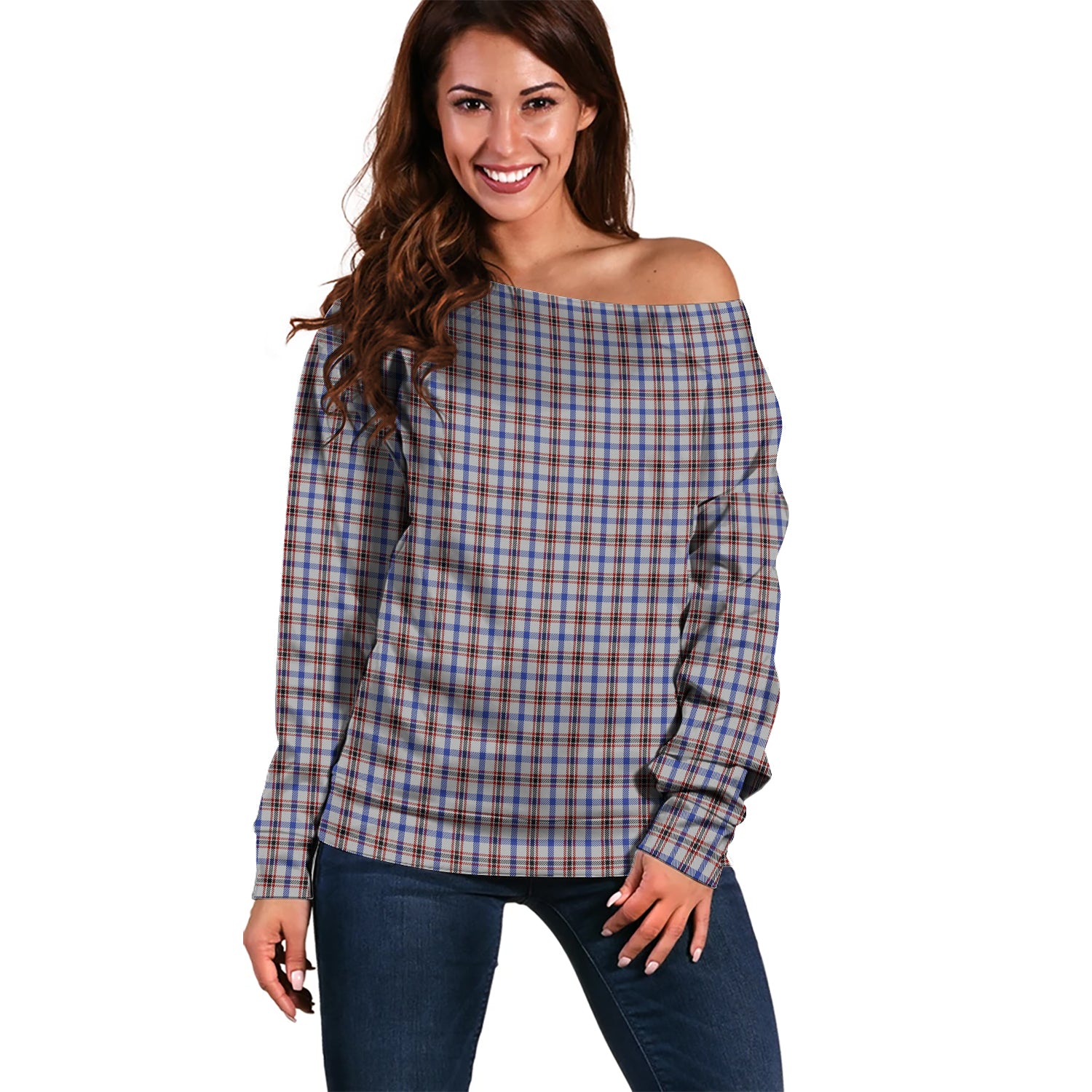 Boswell Tartan Off Shoulder Women Sweater Women - Tartan Vibes Clothing