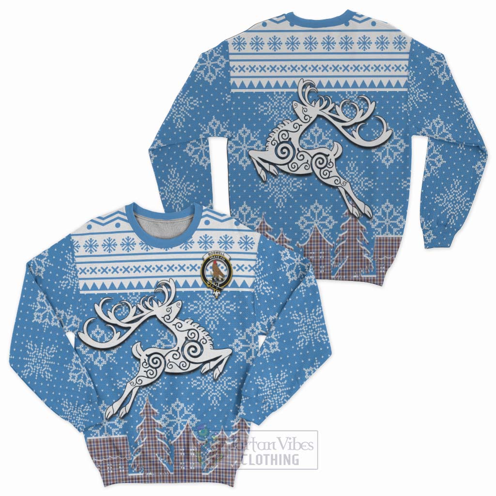 Boswell Clan Christmas Sweatshirt Celtic Reindeer Style Unisex - Tartan Vibes Clothing