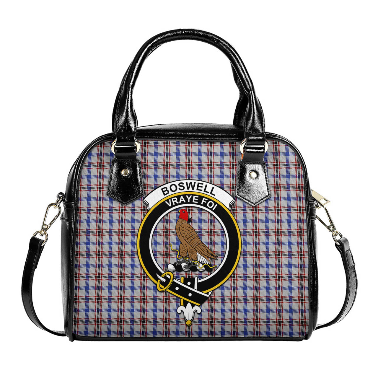 Boswell Tartan Shoulder Handbags with Family Crest One Size 9*21*24 cm (3.54*8.27*9.45 inches) - Tartan Vibes Clothing