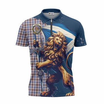 Boswell Tartan Family Crest Zipper Polo Shirt with Scottish Majestic Lion Unisex - Tartan Vibes Clothing