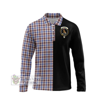Boswell Tartan Long Sleeve Polo Shirt with Family Crest and Half Of Me Style Unisex - Tartan Vibes Clothing