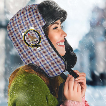 Boswell Tartan Winter Trapper Hat with Family Crest Winter Trapper Hat Universal Fit Circumference 22.8in (58cm) - Tartan Vibes Clothing